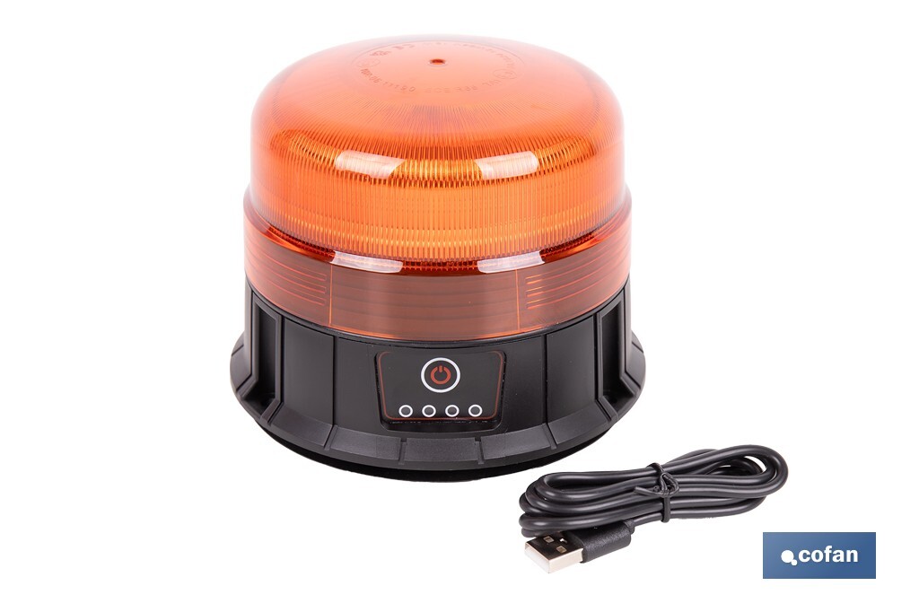 Luz emergencia rotativa 360° | Recargable USB-C | Base magnética | Certificada ECE R65 | Para vehículos industriales y agrícolas - Cofan