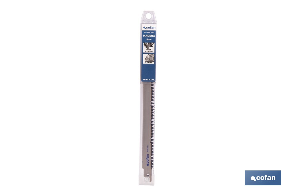 Hojas de sierra de sable universales HCS para madera seca y verde | Aptas para corte en madera en bruto y desramados - Cofan