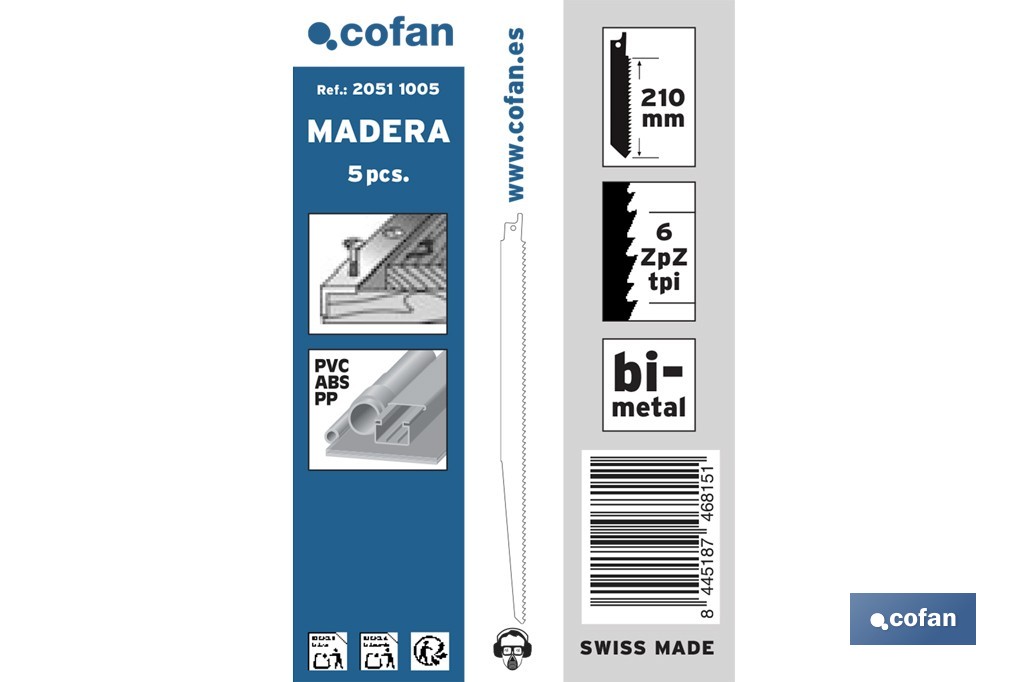 Hojas de sierra de sable universales bimetal para madera con clavos, metal ligero y plástico | Disponibles en diferentes longitudes - Cofan