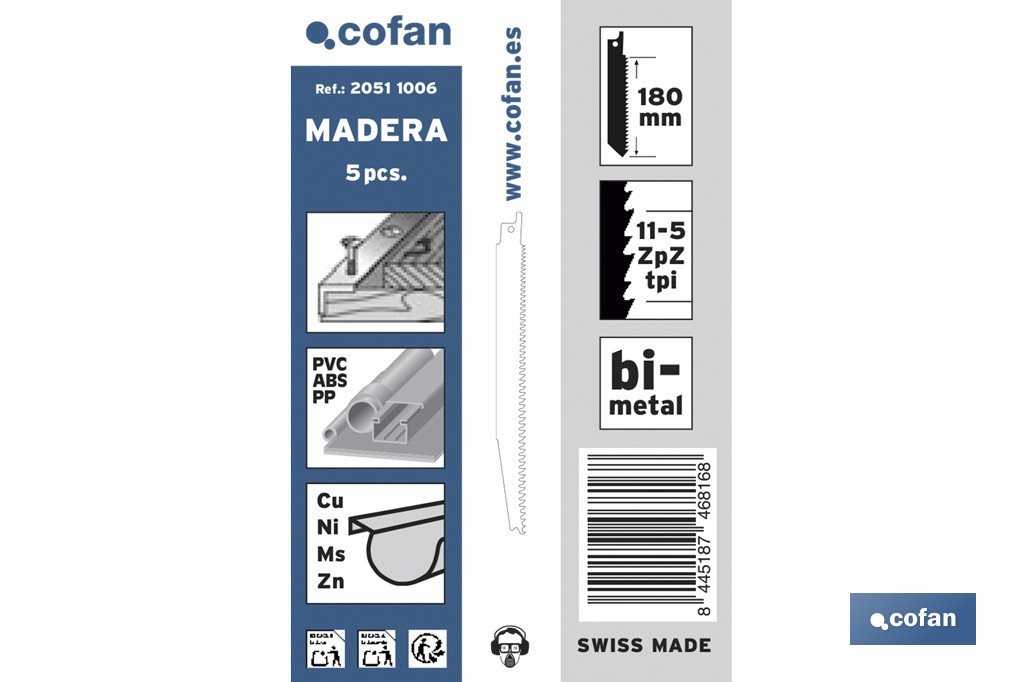 Hojas de sierra de sable universales bimetal para madera | Corte multimaterial | Adecuadas para madera, plástico y metal - Cofan