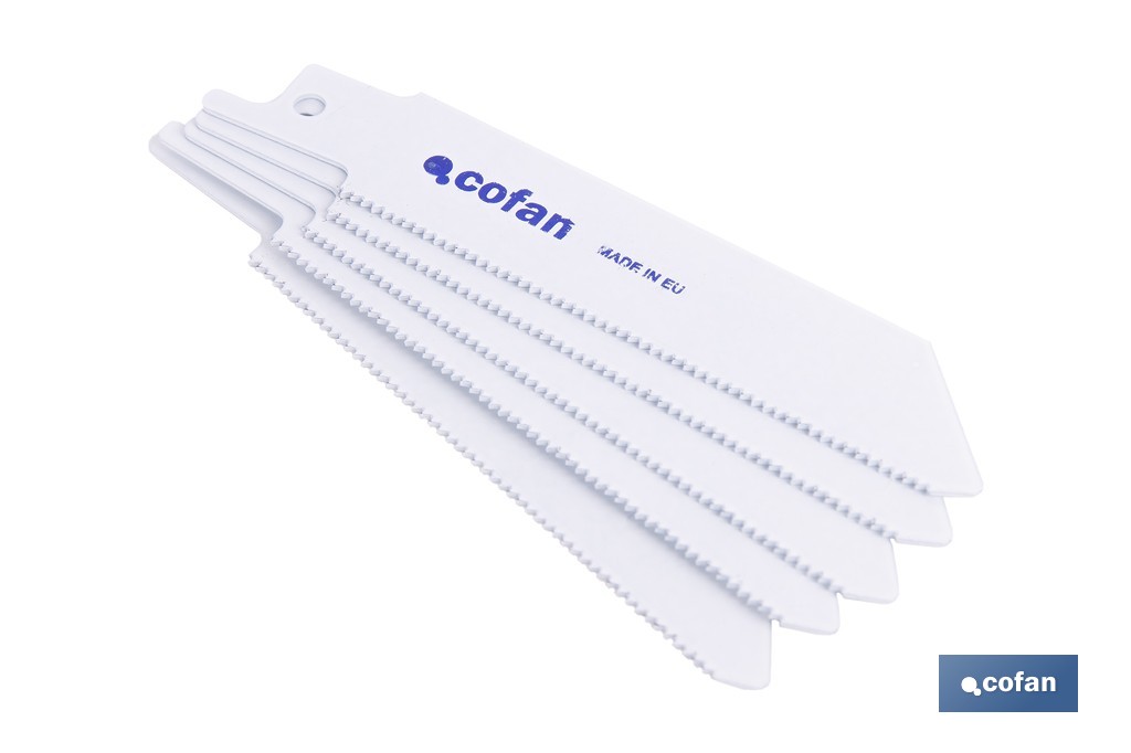 Hojas de sierra de sable universales bimetal para metales de 1,5 a 3 mm de espesor | Disponibles en diferentes longitudes - Cofan