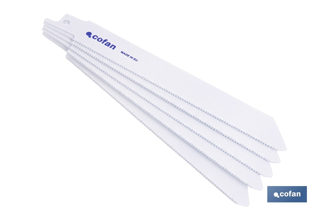 Hojas de sierra de sable universales bimetal para metales de 1,5 a 3 mm de espesor | Disponibles en diferentes longitudes - Cofan