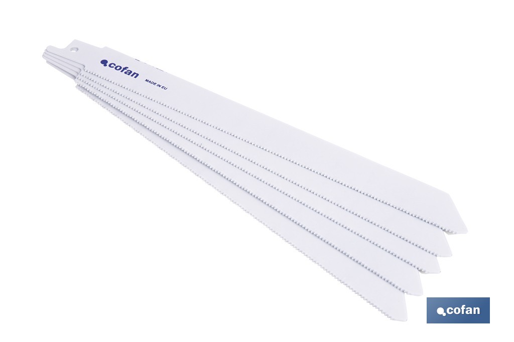 Hojas de sierra de sable universales bimetal para metales de 1,5 a 3 mm de espesor | Disponibles en diferentes longitudes - Cofan