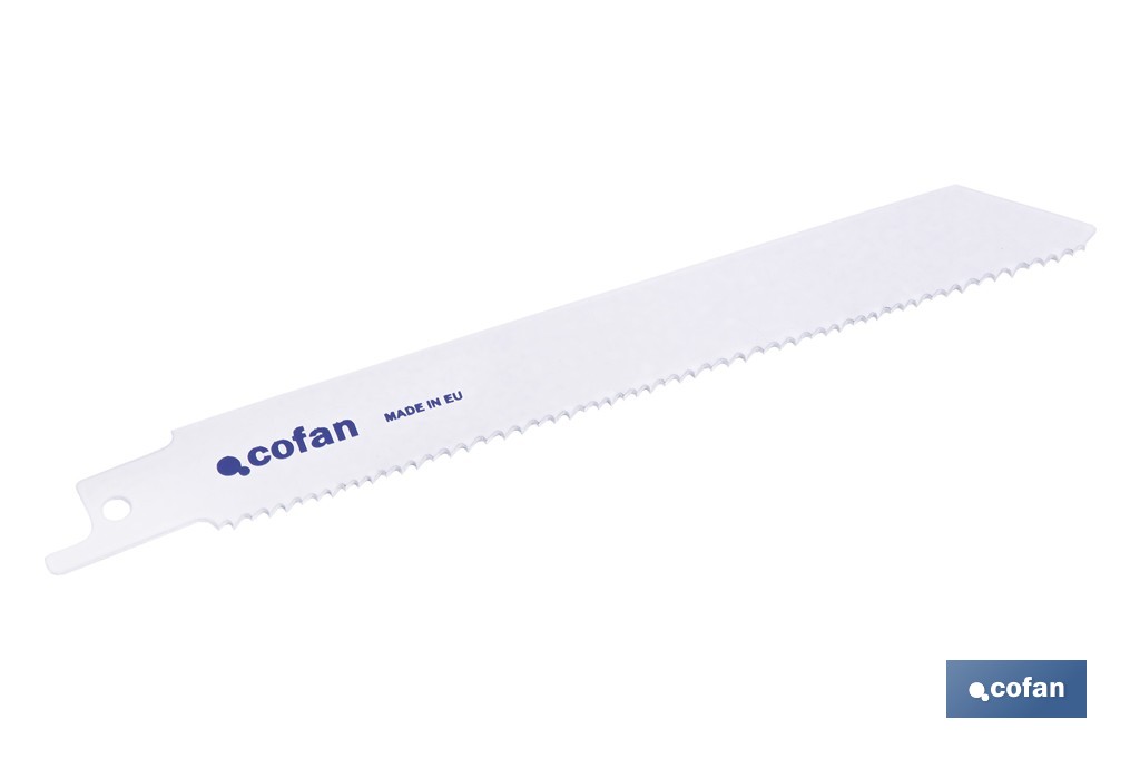 Hojas de sierra de sable universales bimetal para metal, madera y plástico reforzado| Adecuadas para metales de 2,5 a 6 mm de espesor | Disponibles en diferentes longitudes - Cofan