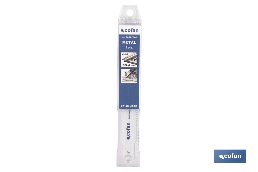 Hojas de sierra de sable universales bimetal para metal, madera y plástico reforzado| Adecuadas para metales de 2,5 a 6 mm de espesor | Disponibles en diferentes longitudes - Cofan