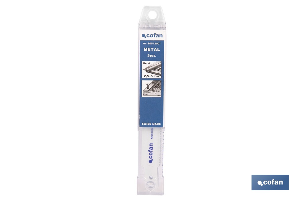 Hojas de sierra de sable universales bimetal para metal, madera y plástico reforzado| Adecuadas para metales de 2,5 a 6 mm de espesor | Disponibles en diferentes longitudes - Cofan