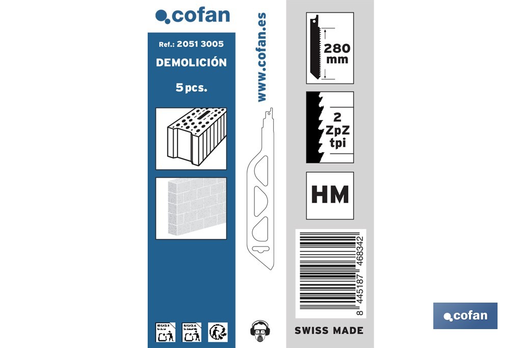 Hoja de sierra de sable para metal duro y materiales de construcción | Uso profesional y alta resistencia - Cofan