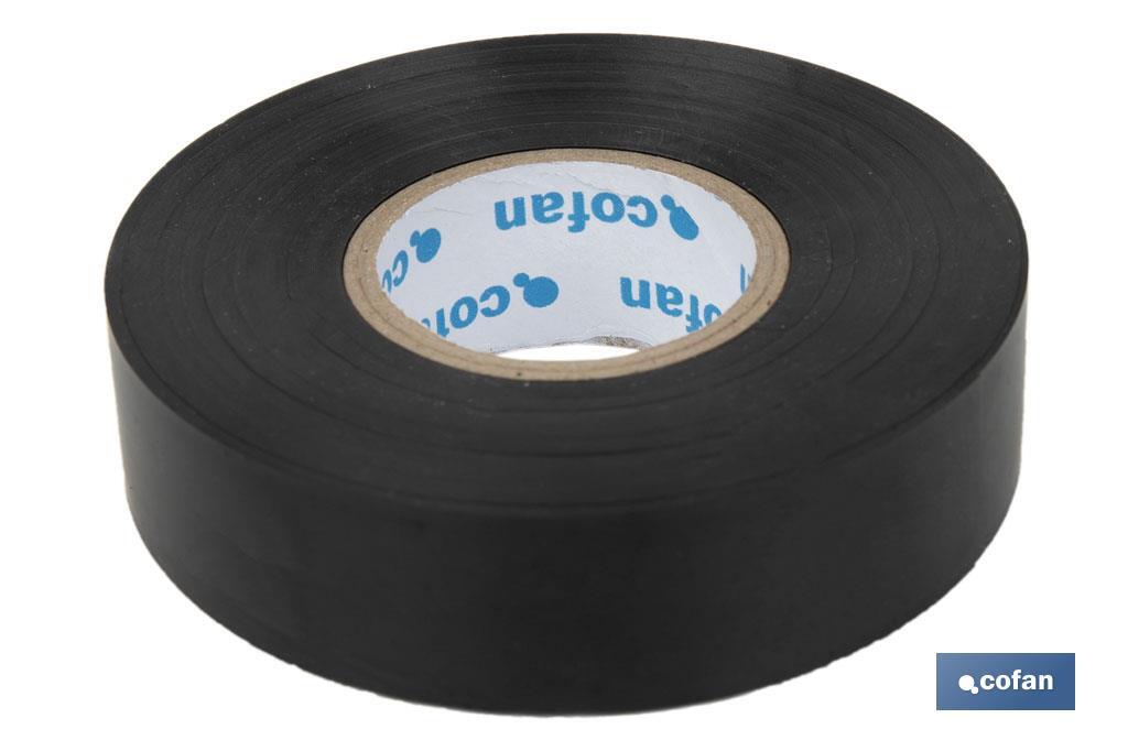 Insulating tape 180 microns | Black | Resistant to voltage, heat and different acids and alkaline materials - Cofan