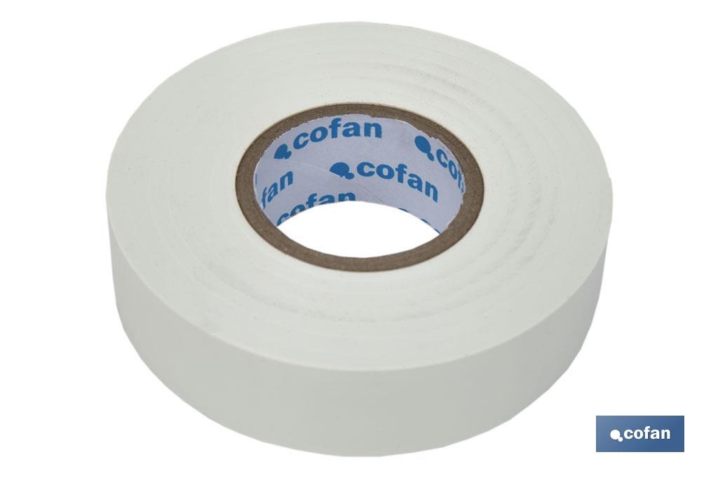 Insulating tape 180 microns | White | Resistant to voltage, heat and different acids and alkaline materials - Cofan
