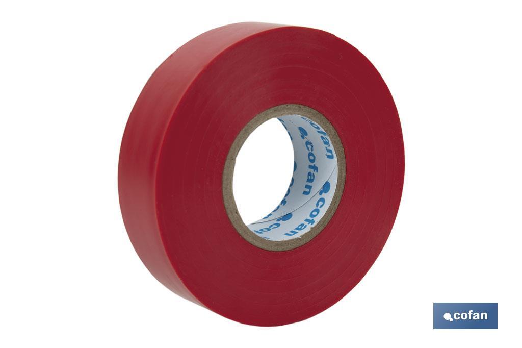 Insulating tape 180 microns | Red | Resistant to voltage, heat and different acids and alkaline materials - Cofan