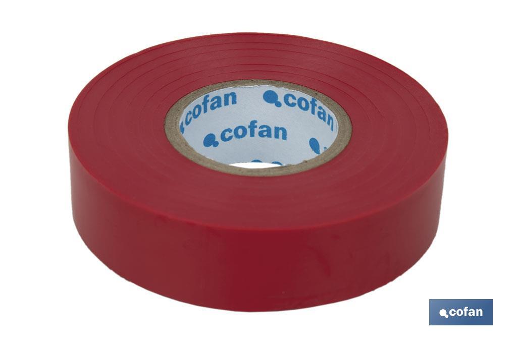 Ruban isolant 180 microns | Couleur rouge | Résistant à la tension, à la chaleur et à plusieurs acides et alcalins - Cofan