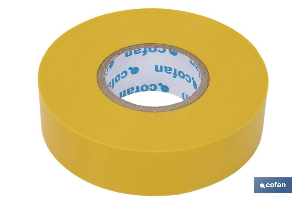 Insulating tape 180 microns | Yellow | Resistant to voltage, heat and different acids and alkaline materials - Cofan