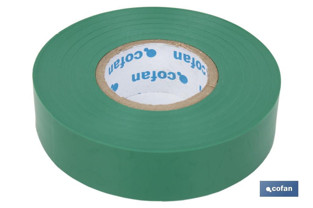 Insulating tape 180 microns | Green | Resistant to voltage, heat and different acids and alkaline materials - Cofan