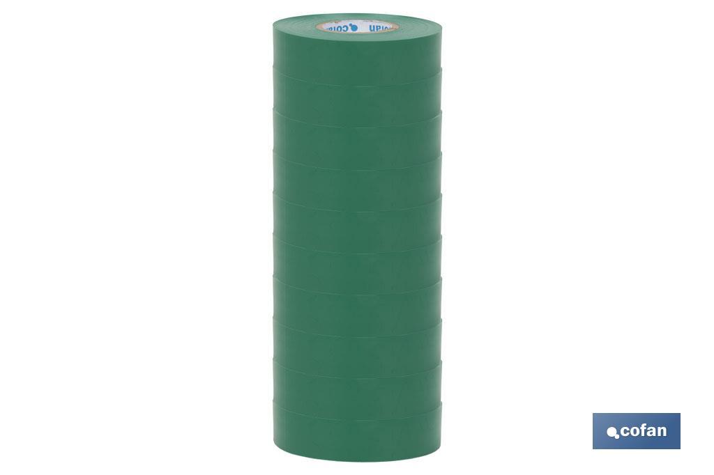Insulating tape 180 microns | Green | Resistant to voltage, heat and different acids and alkaline materials - Cofan