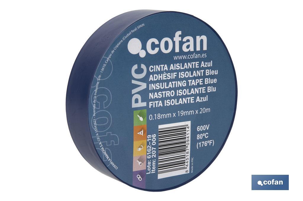 Nastro isolante 180 micrometri | Blu | Resistente alla tensione, al calore e a vari acidi e alcalini - Cofan