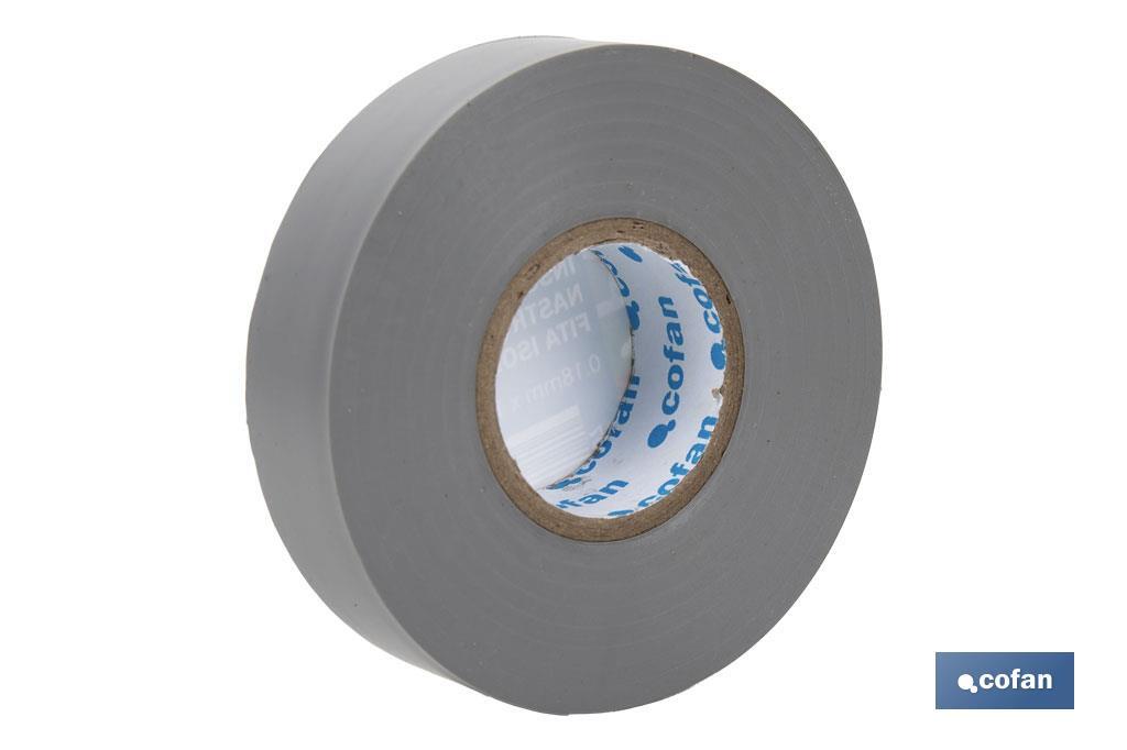 Insulating tape 180 microns | Grey | Resistant to voltage, heat and different acids and alkaline materials - Cofan