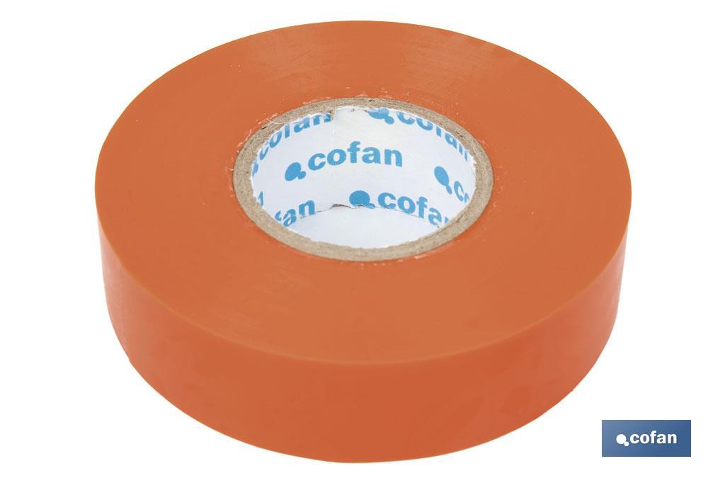 Cinta Aislante 180 Micras | Color naranja | Resistente al voltaje, al calor y a diferentes ácidos y alcalinos - Cofan