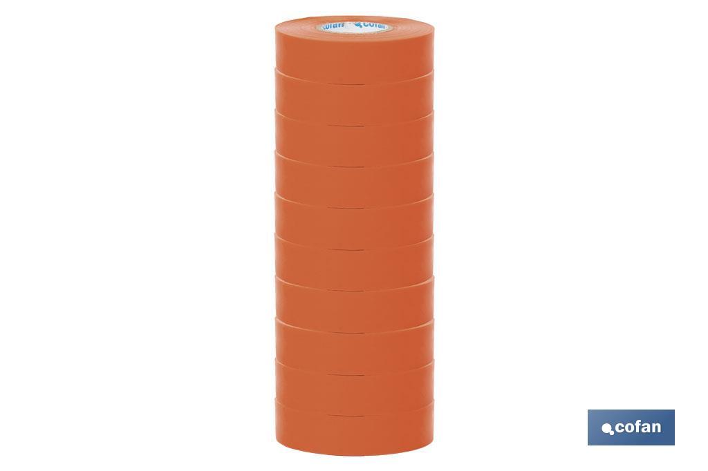 Insulating tape 180 microns | Orange | Resistant to voltage, heat and different acids and alkaline materials - Cofan