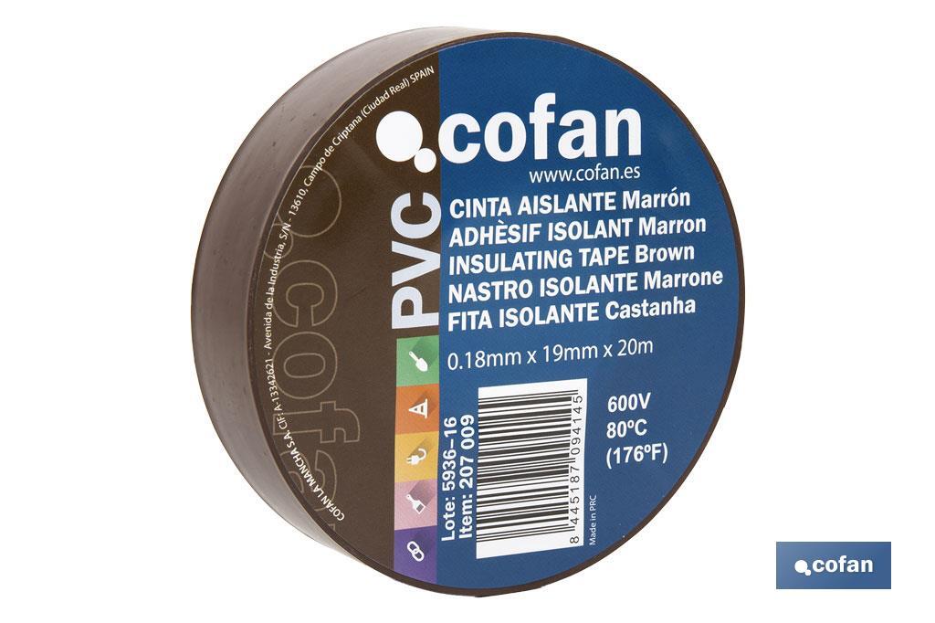 Nastro isolante 180 micrometri | Marrone | Resistente alla tensione, al calore e a vari acidi e alcalini - Cofan