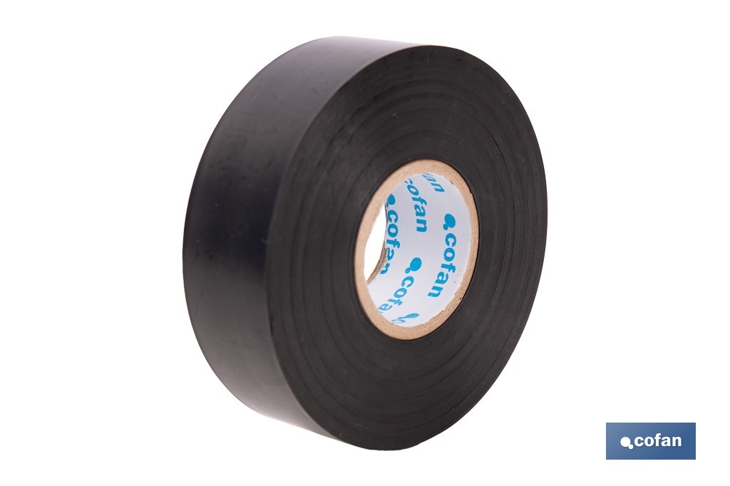Cinta aislante negra de PVC 180 micras de alta resistencia eléctrica y térmica | Ideal para cables, automoción y bricolaje - Cofan