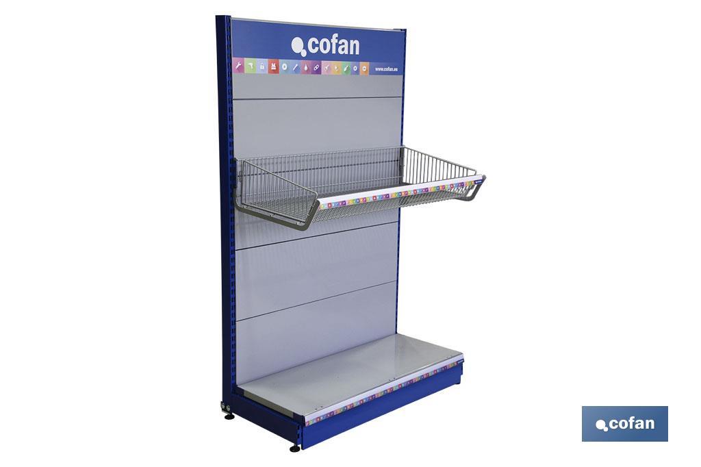 CESTO COM EXTREMOS PARA EXPOSITOR 1000X480MM + PORTAPREÇOS - Cofan