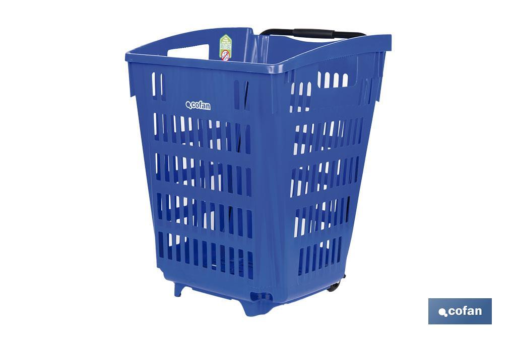 Carrito de la compra | Cesta con 2 ruedas | Asa telescópica | Capacidad: 52 litros | Color: azul | Medidas: 39 x 39 x 52,9 cm - Cofan