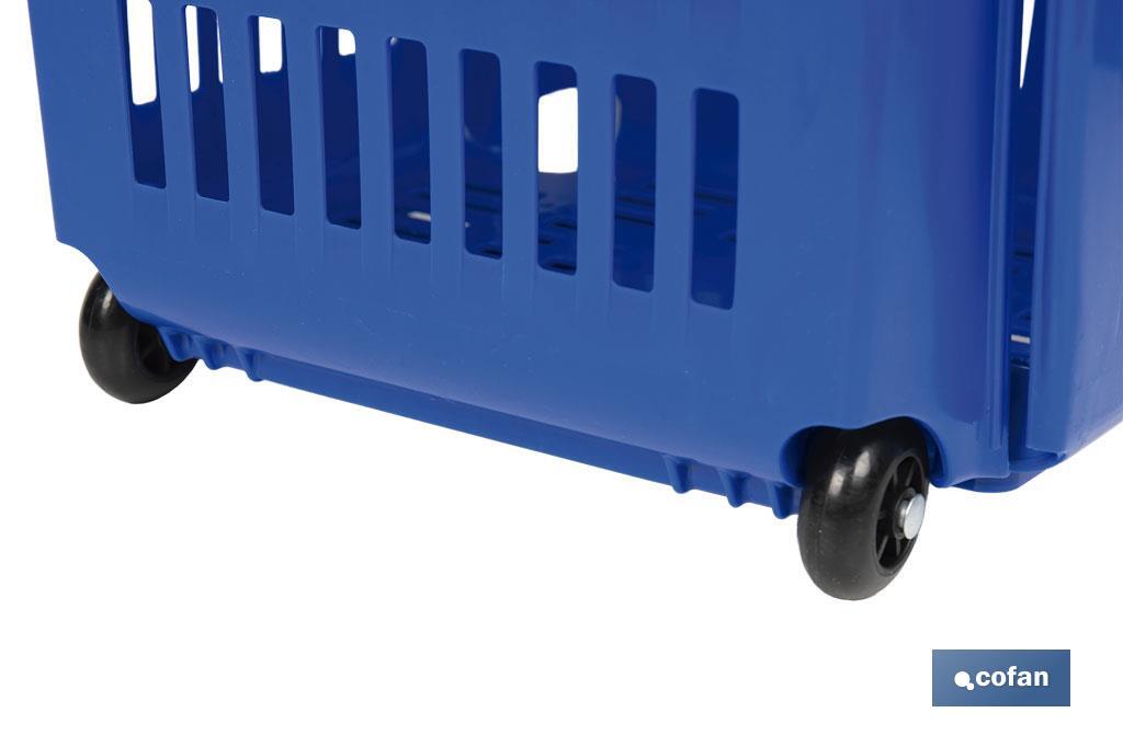 Carrito de la compra | Cesta con 2 ruedas | Asa telescópica | Capacidad: 52 litros | Color: azul | Medidas: 39 x 39 x 52,9 cm - Cofan