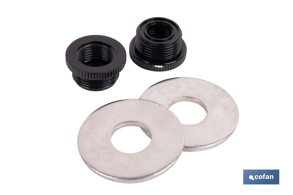 Kit de arandelas y adaptadores de rosca 1/2"-3/4" | Adecuado para bandeja metálica para exposición de grifería - Cofan