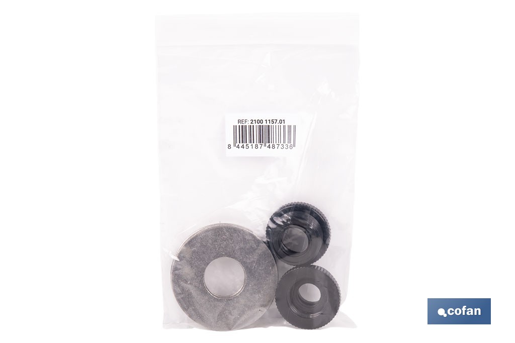 Kit de arandelas y adaptadores de rosca 1/2"-3/4" | Adecuado para bandeja metálica para exposición de grifería - Cofan