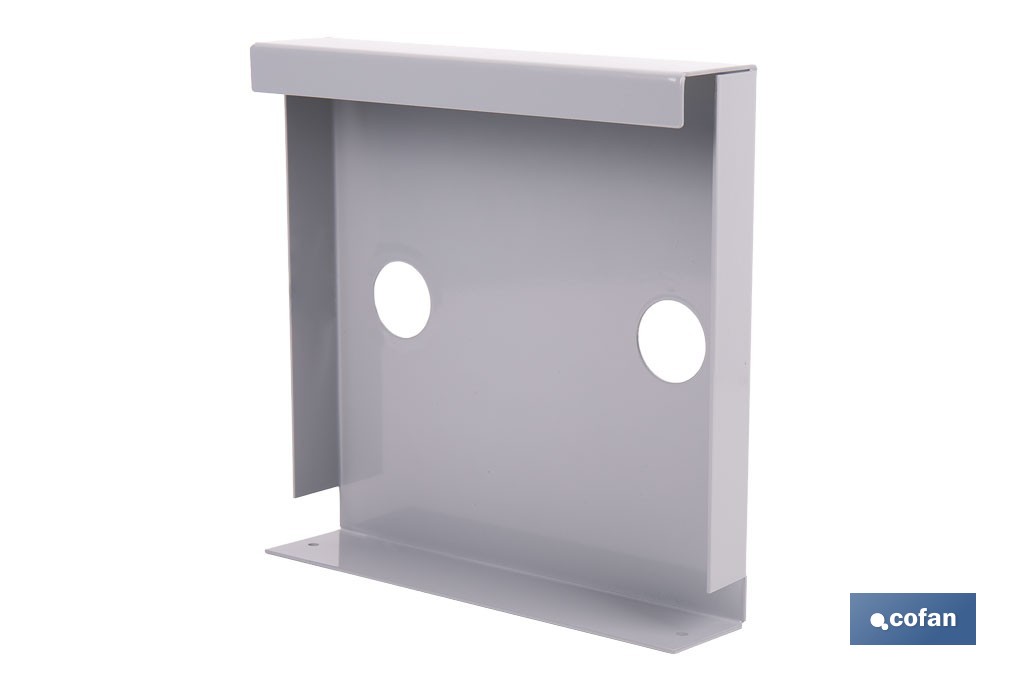 Bandeja metálica para exposición de grifería | Montaje horizontal o vertical | Medidas: 23,5 x 23,5 x 7,5 cm - Cofan