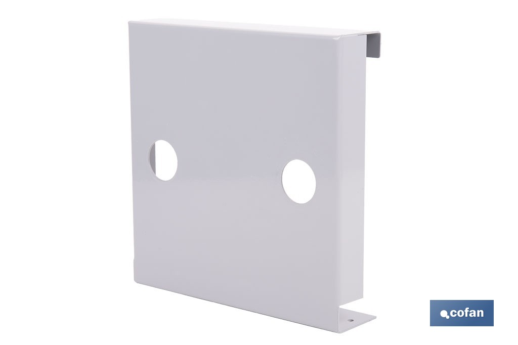 Bandeja metálica para exposición de grifería | Montaje horizontal o vertical | Medidas: 23,5 x 23,5 x 7,5 cm - Cofan