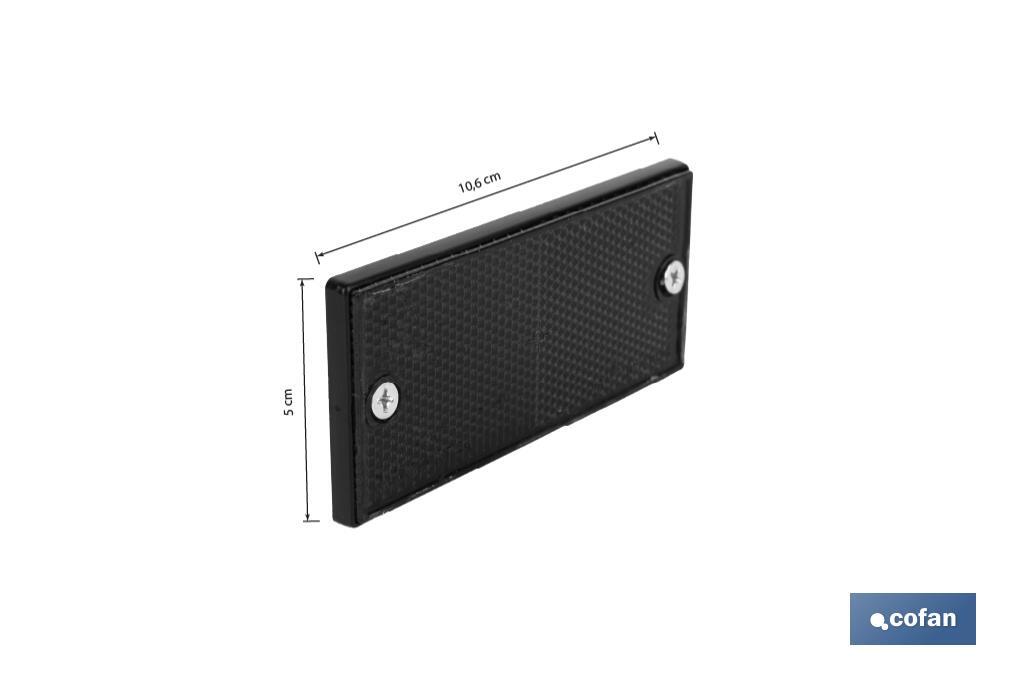 Catadióptrico rectangular con tornillos para fijar a vehículos | Producto homologado | Medidas: 106 x 50 mm | Disponible en 3 colores - Cofan