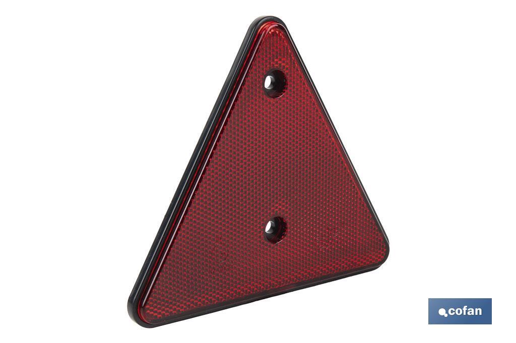 Catadióptrico triangular rojo con 2 agujeros para remolques | Medidas: 165 x 145 mm | Ideal para seguridad vial - Cofan