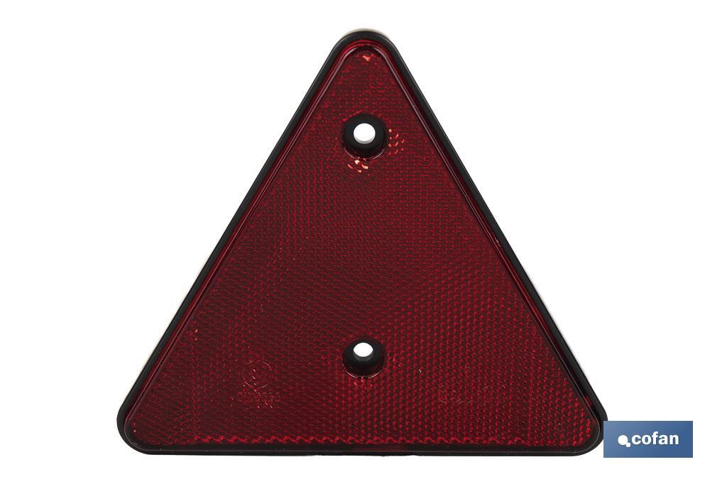 Catadióptrico triangular rojo con 2 agujeros para remolques | Medidas: 165 x 145 mm | Ideal para seguridad vial - Cofan