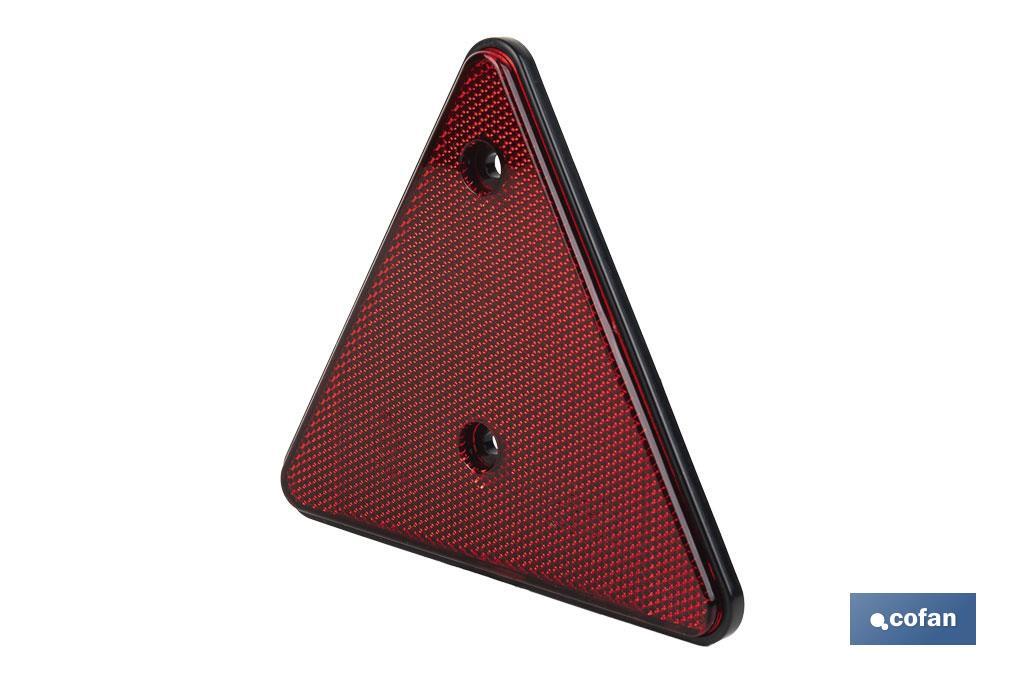 Catadióptrico triangular rojo con 2 agujeros para remolques | Medidas: 165 x 145 mm | Ideal para seguridad vial - Cofan
