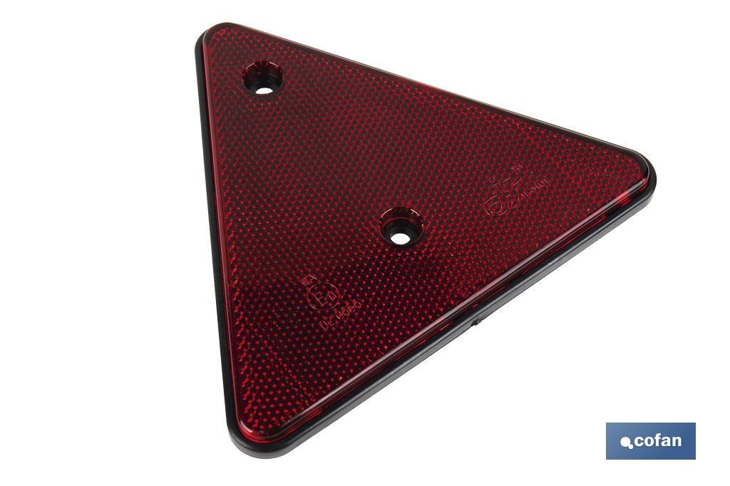 Catadióptrico triangular rojo con 2 agujeros para remolques | Medidas: 165 x 145 mm | Ideal para seguridad vial - Cofan