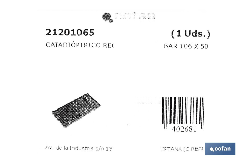Rectangular retroreflector with adhesive for fixing on vehicles | Sizes: 106 x 50mm | Available in 3 colours - Cofan