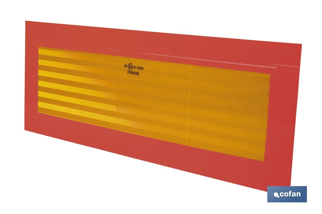 Placa V6 para vehículos largos | Material: aluminio | Recubrimiento con vinilo réflex N2 | Señalización homologada | Fácil de instalar | Disponible en varias medidas - Cofan