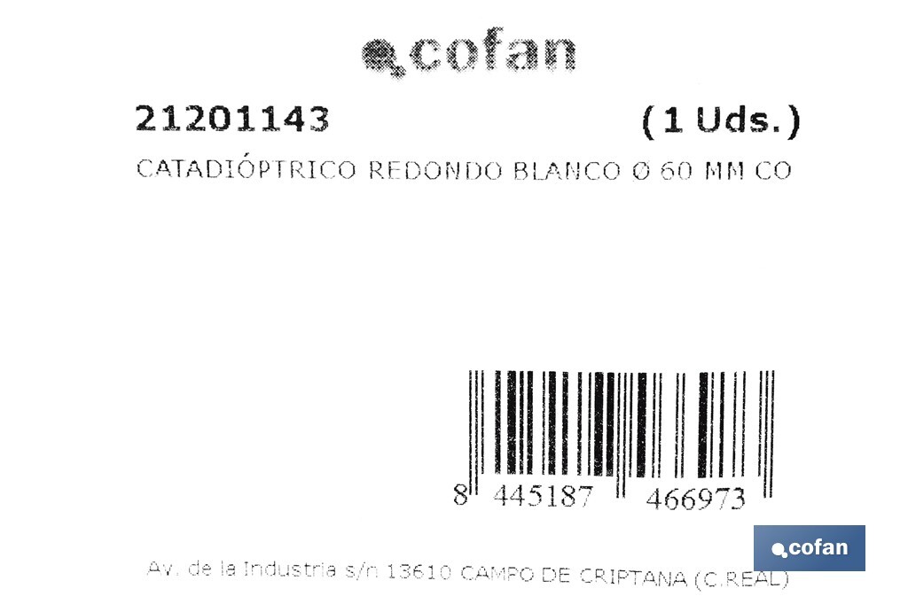 Catadióptricos redondos sin tornillo | Producto homologado | Diámetro: 60 mm | Tornillo no incluido | Disponibles en 3 colores diferentes - Cofan