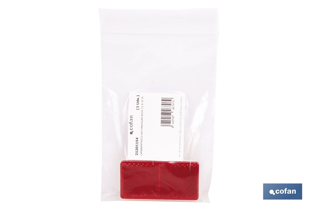 Adhesive rectangular reflector | Approved product | Available in 3 different colours | Size: 71 x 35 mm - Cofan