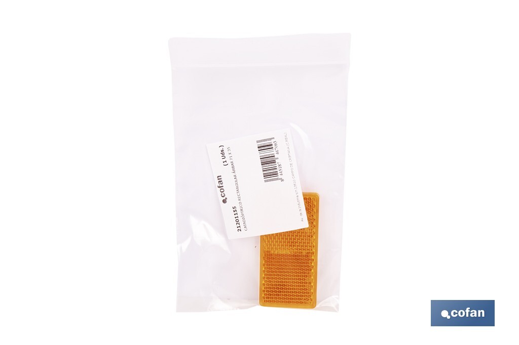 Adhesive rectangular reflector | Approved product | Available in 3 different colours | Size: 71 x 35 mm - Cofan