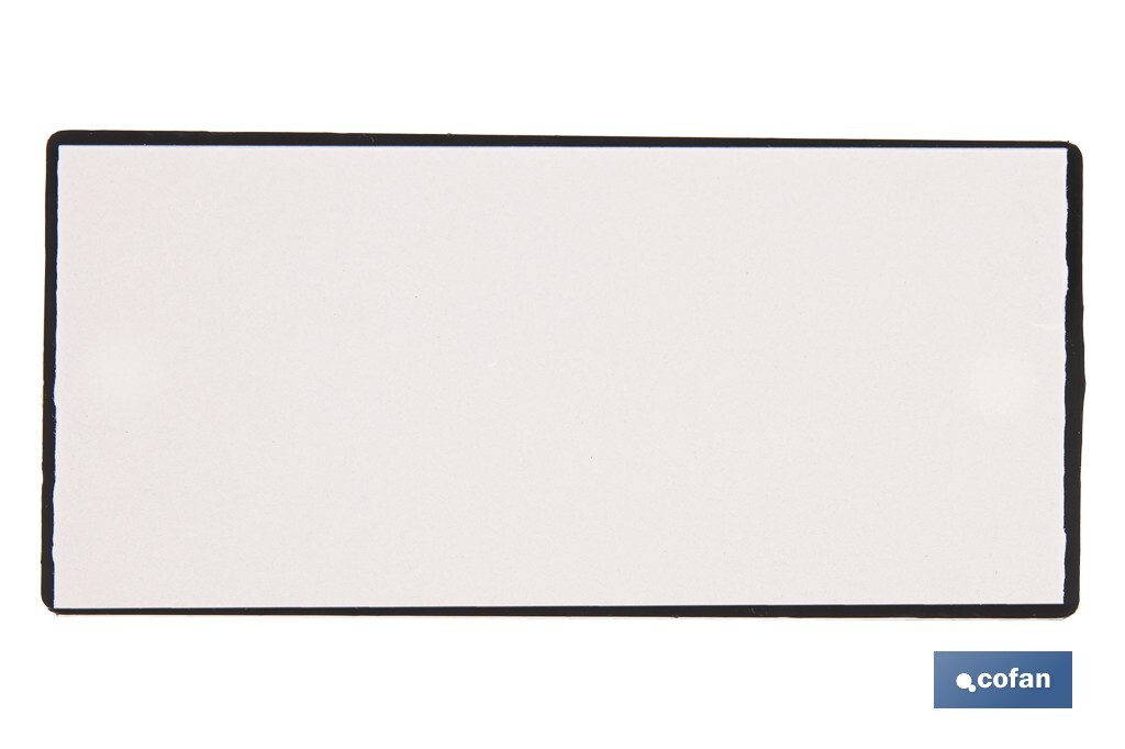 Rectangular reflector with 2 holes and adhesive backing | Screws not included | Approved product | Available in 3 different colours | Size: 106 x 50 mm - Cofan