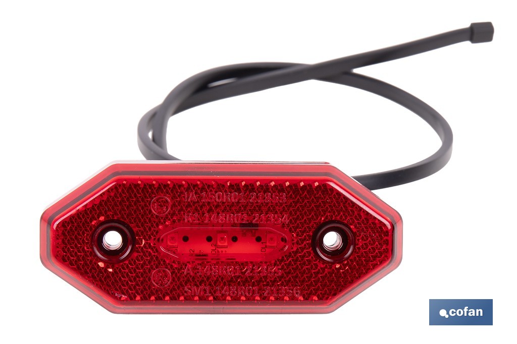 Luz de gálibo trasera LED roja 12/24V | IP68 Homologada ECE R3 para camión, remolque y caravana - Cofan