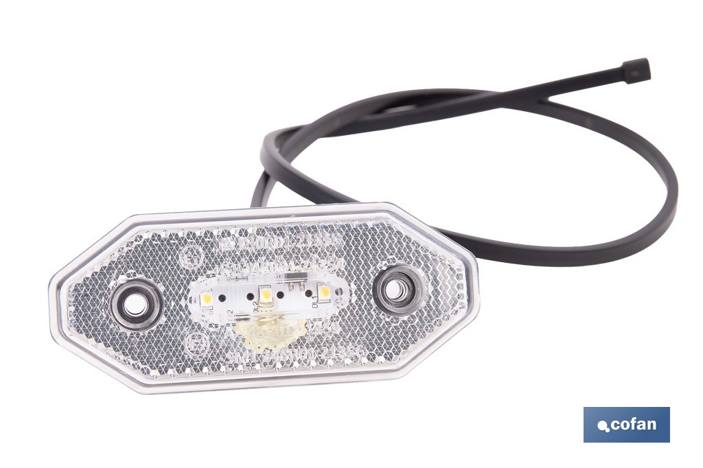 Luz de gálibo delantera LED blanca 12/24V | IP68 Homologada ECE R7 para camión, remolque y tráiler - Cofan