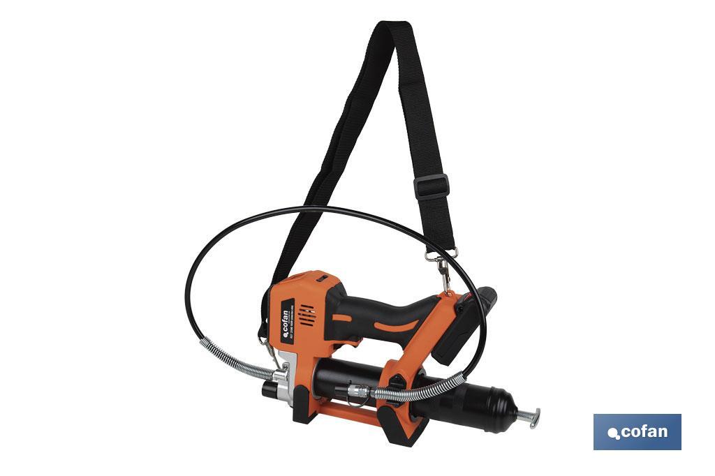Pistola engrasadora a batería | Batería Li-ion 21 V 2 Ah | Presión máxima: 690 bar | Adecuada para cartuchos de 400 ml - Cofan