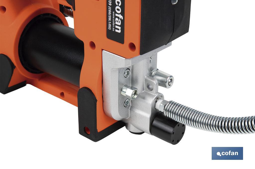 Pistola engrasadora a batería | Batería Li-ion 21 V 2 Ah | Presión máxima: 690 bar | Adecuada para cartuchos de 400 ml - Cofan