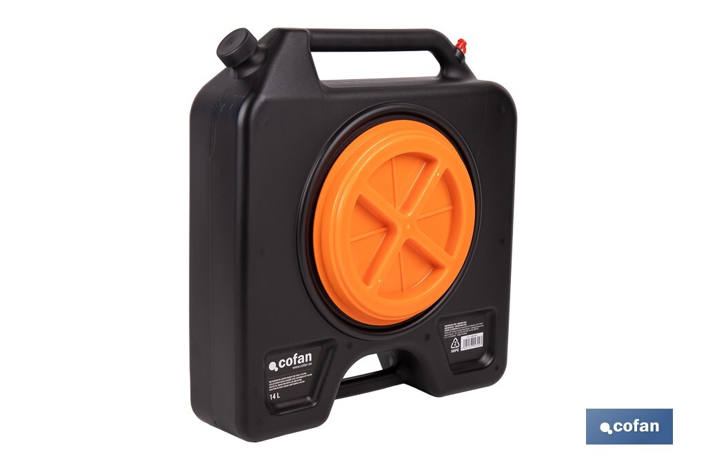 Recogedor de aceite usado | Capacidad: 14 litros | Material: HDPE | Bidón con tapa y filtro - Cofan