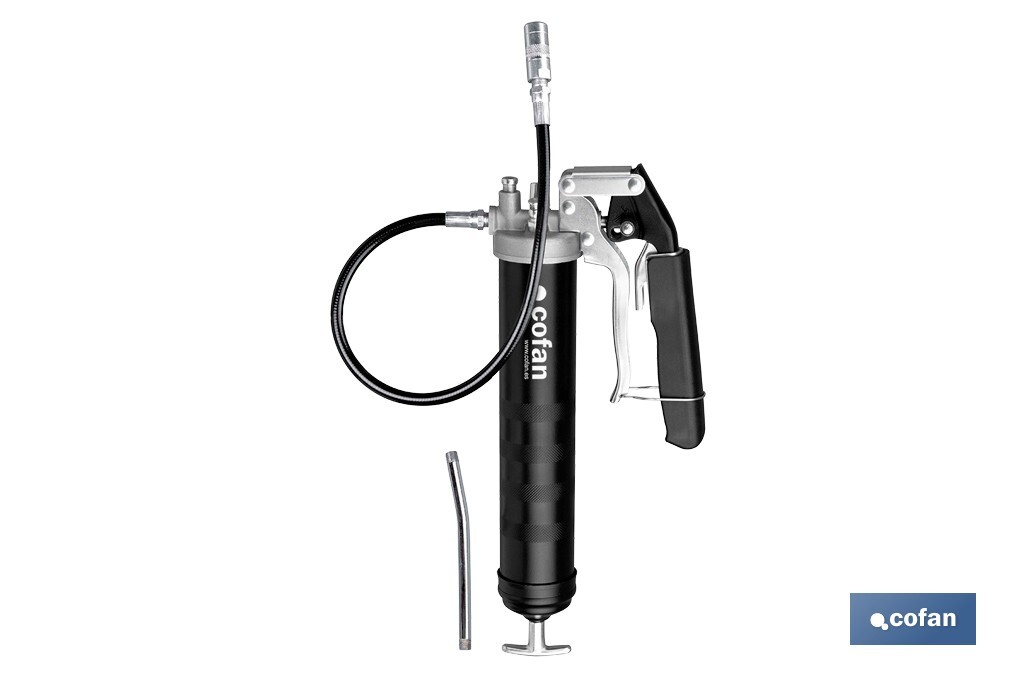 Bomba de engrase dual tipo pistola y palanca | Hasta 7000 PSI | Compatible con cartuchos de grasa de 400 g o carga a granel - Cofan