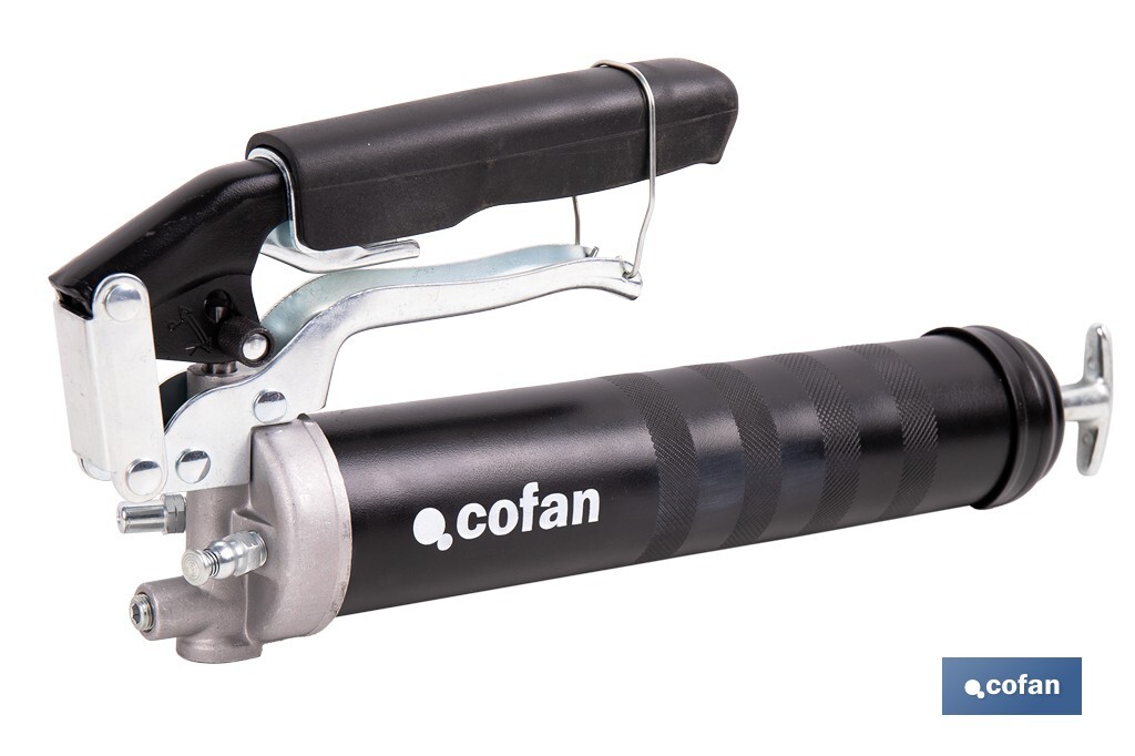 Bomba de engrase dual tipo pistola y palanca | Hasta 7000 PSI | Compatible con cartuchos de grasa de 400 g o carga a granel - Cofan
