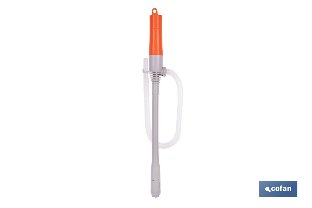 Bomba de transferencia de líquidos portátil | Funcionamiento a pilas | Bomba autocebante con manguera de 60 cm - Cofan